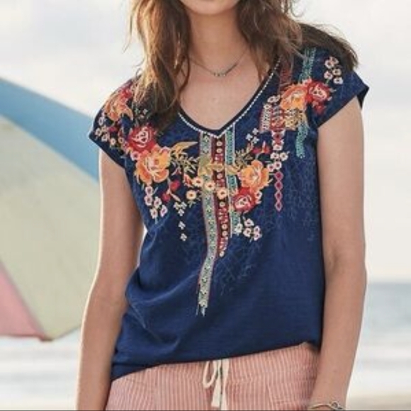 Sundance Tops - Sundance Embroidered Cotton T-shirt